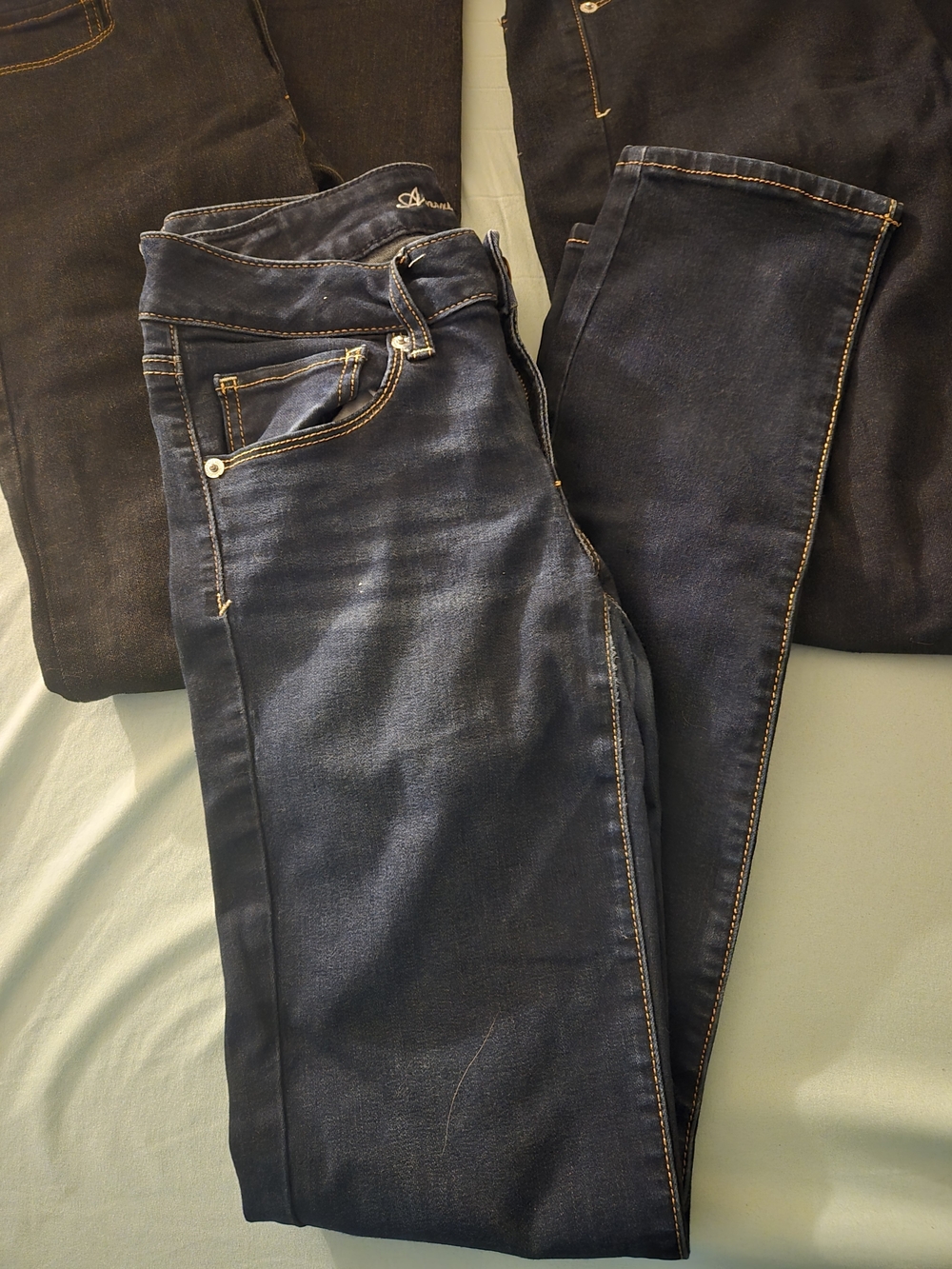 American Eagle Outfitters Women’s Dark Blue Skinny Jeans Bundle of 3. - Picture 3 of 7